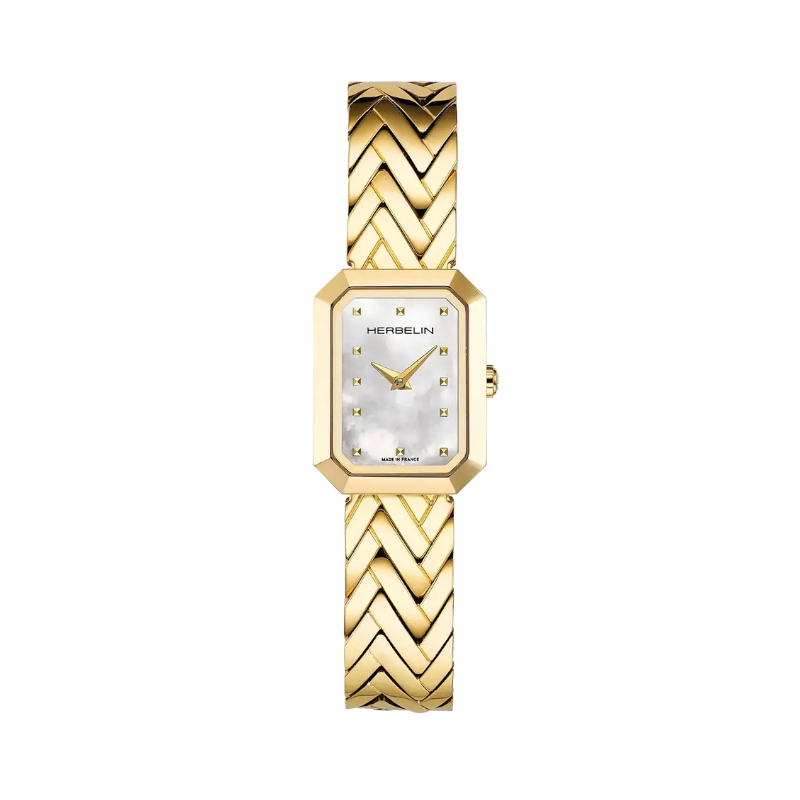 Montre-octogone-Femme-Acier-dore-inoxydable-HERBELIN-17446BP19
