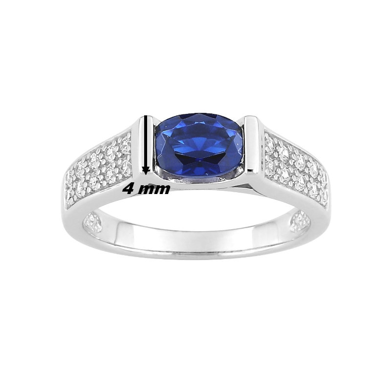 Bague Femme Argent 925/1000 et Oxydes de zirconium bleu et blancs CHRISTIAN BERNARD, largeur