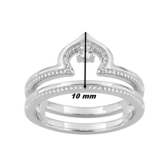Bague Femme royale double Argent 925/1000 et Oxyde de zirconium MURAT, largeur