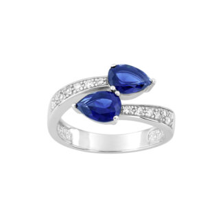 Bague Femme goutte Argent 925/1000 et Oxydes de zirconium blancs et bleus CHRISTIAN BERNARD