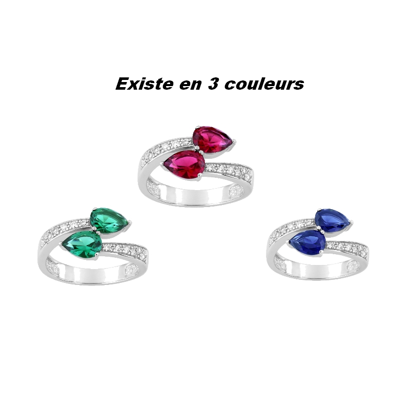 Bague-Femme-Argent-et-oxydes-blancs-et-bleus-CHRISTIAN-Bernard-337961-2-couleurs Bague Femme goutte Argent 925/1000 et Oxydes de zirconium blancs et bleus CHRISTIAN BERNARD, couleurs