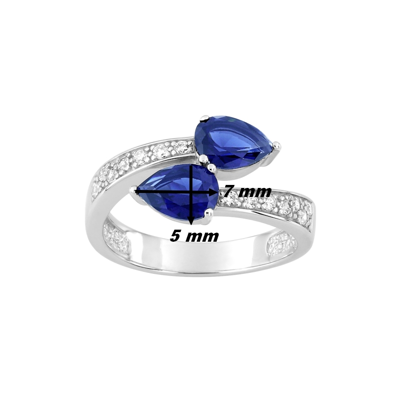 Bague-Femme-Argent-et-oxydes-blancs-et-bleus-CHRISTIAN-Bernard-337961-2-dimensions Bague Femme goutte Argent 925/1000 et Oxydes de zirconium blancs et bleus CHRISTIAN BERNARD, dimensions