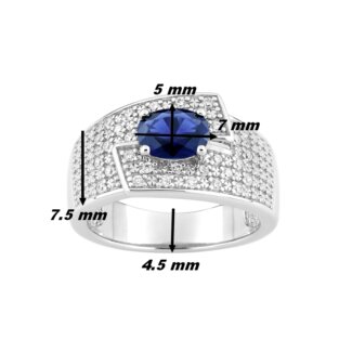 Bague Femme Argent 925/1000 et Oxydes de zirconium bleu et blancs CHRISTIAN BERNARD, dimensions