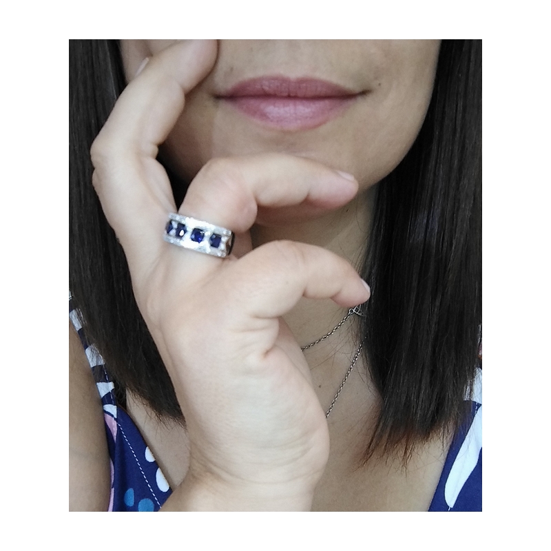 Bague-Femme-Argent-et-oxydes-bleus-et-blancs-CHRISTIAN-BERNARD-337957-2-autre-vue Bague Femme Argent 925/100 et Oxydes de zirconium bleus et blancs CHRISTIAN BERNARD, autre vue