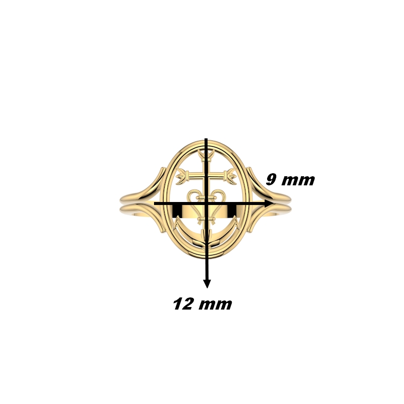 Bague femme croix camarguaise or jaune dimensions