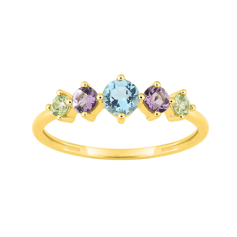 Bague Femme Or jaune750/1000, Améthyste, Topaze et Péridot ROBBEZ MASSON