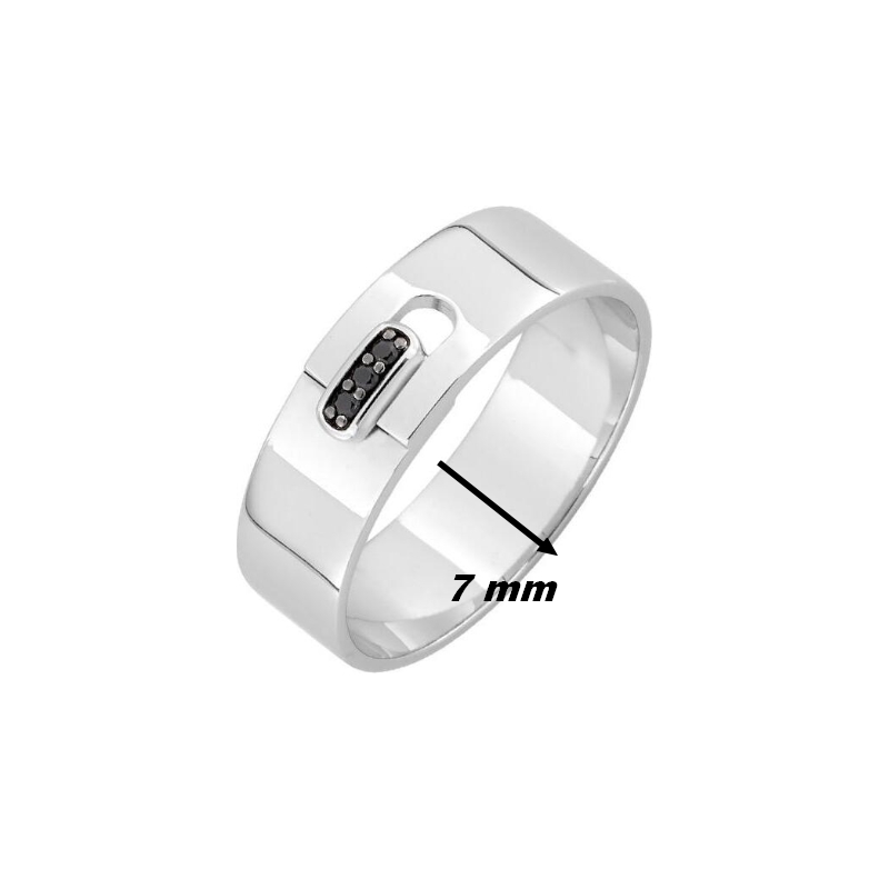 Bague Homme Argent et Oxydes noirs MURAT, largeur