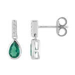Boucles d’oreilles pendantes Femme Argent 925/1000 et Oxydes de zirconium vert et blancs CHRISTIAN BERNARD