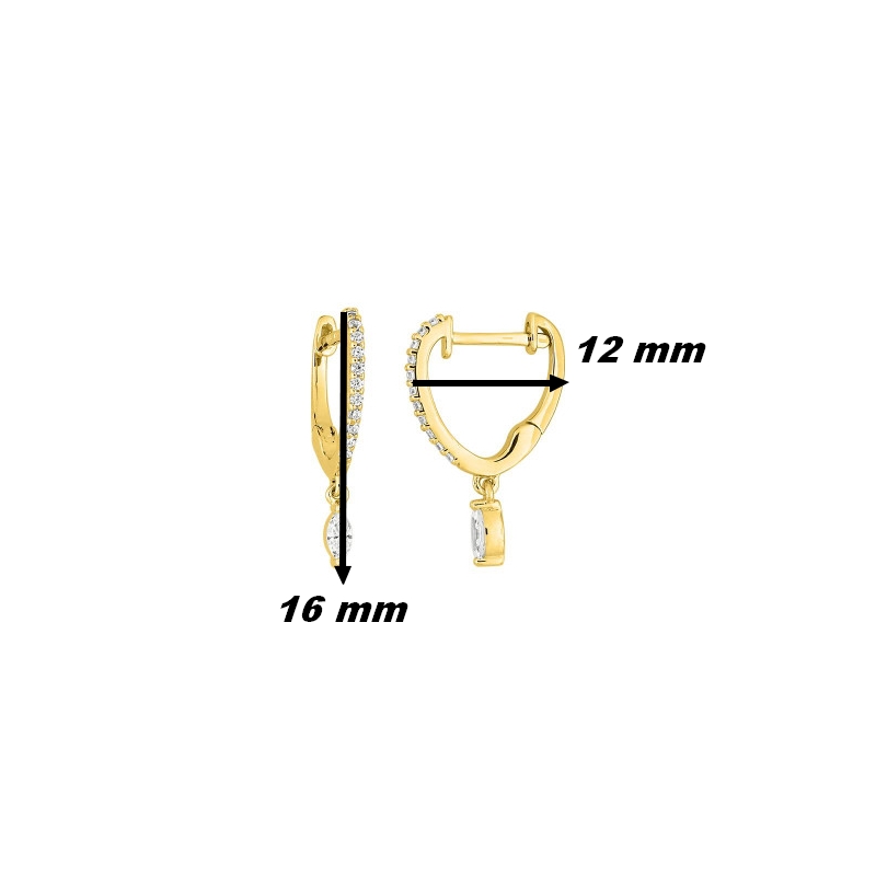Boucles d'oreilles Femme Plaqué Or et Oxydes MURAT, dimensions