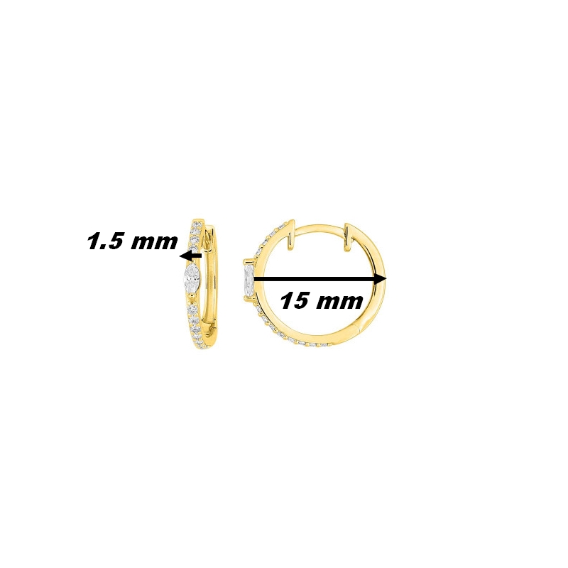 Boucles d'oreilles créoles Femme Plaqué Or et Oxydes MURAT, dimensions