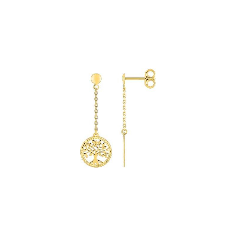 Boucles d’oreilles pendantes Femme Arbre de vie Or jaune 750/1000 ROBBEZ MASSON