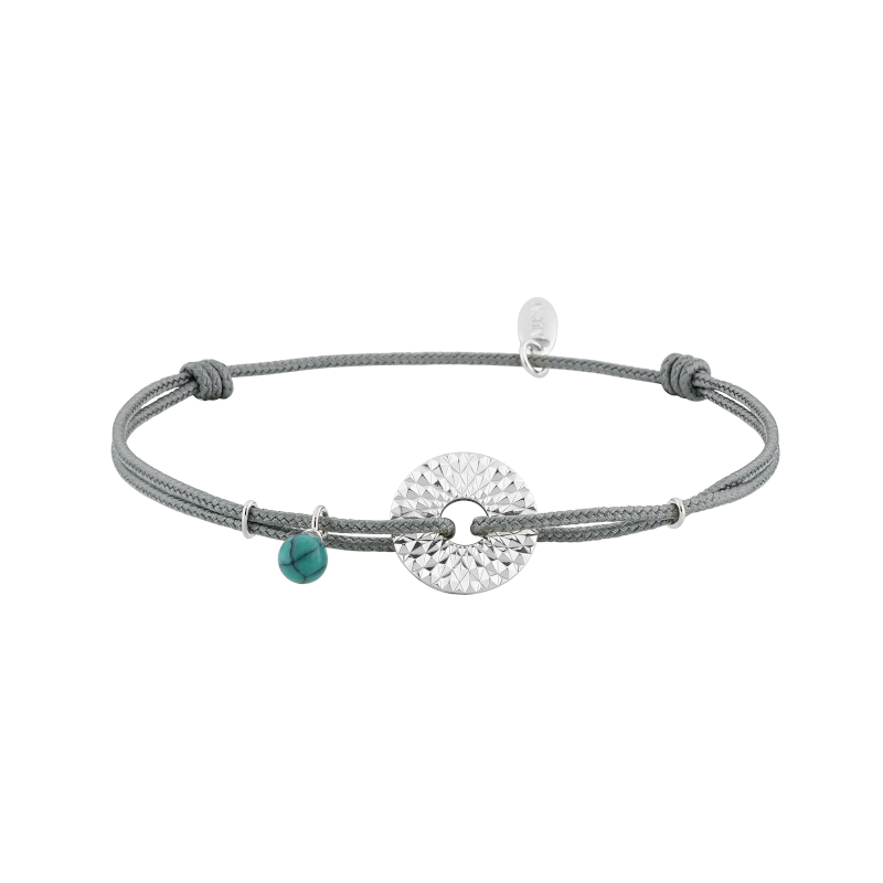 Bracelet Femme Argent 925/1000 et Turquoise cordon réglable MURAT