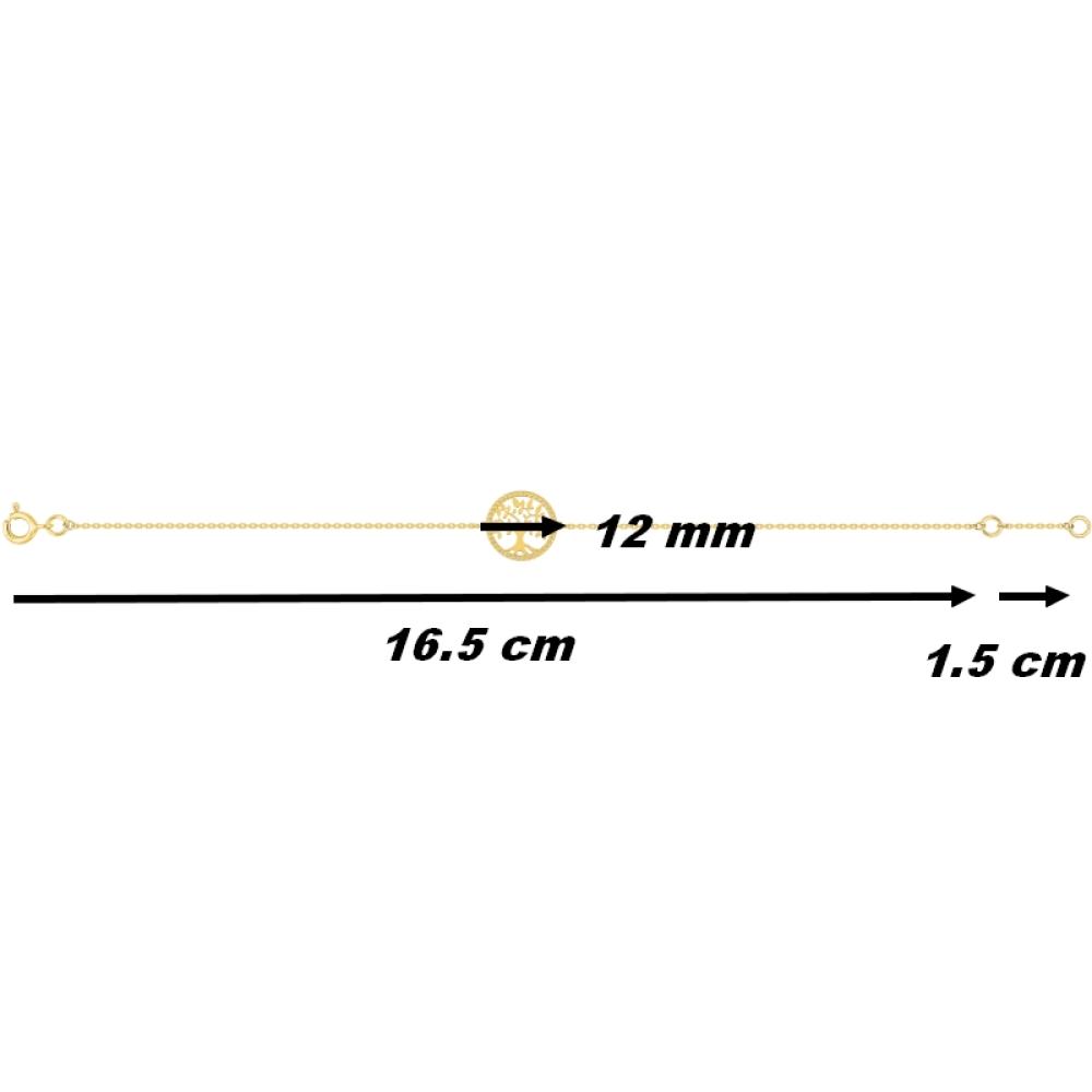 Bracelet Femme Arbre de vie Or jaune 750/1000 ROBBEZ MASSON dimensions