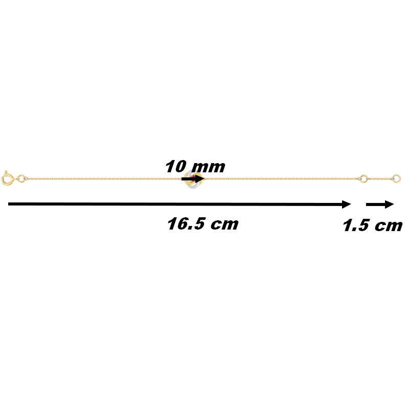 Bracelet Femme Or jaune 750/1000, Rhodium et Rubis ROBBEZ MASSON, dimensions