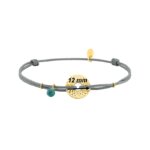 Bracelet Femme Plaqué Or et Turquoise cordon réglable MURAT, dimensions