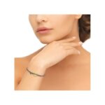 Bracelet Femme Plaqué Or et Turquoise cordon réglable MURAT porté