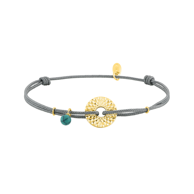 Bracelet-Femme-Plaque-Or-et-Turquoise-cordon-reglable-murat-103009 Bracelet Femme Plaqué Or et Turquoise cordon réglable MURAT
