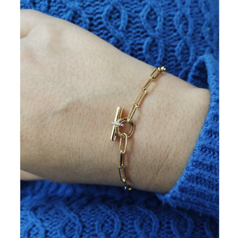 Bracelet Femme Plaqué Or et oxydes MURAT porté