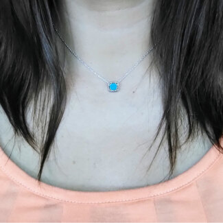 Collier Femme Argent 925/1000 et Turquoise MURAT porté