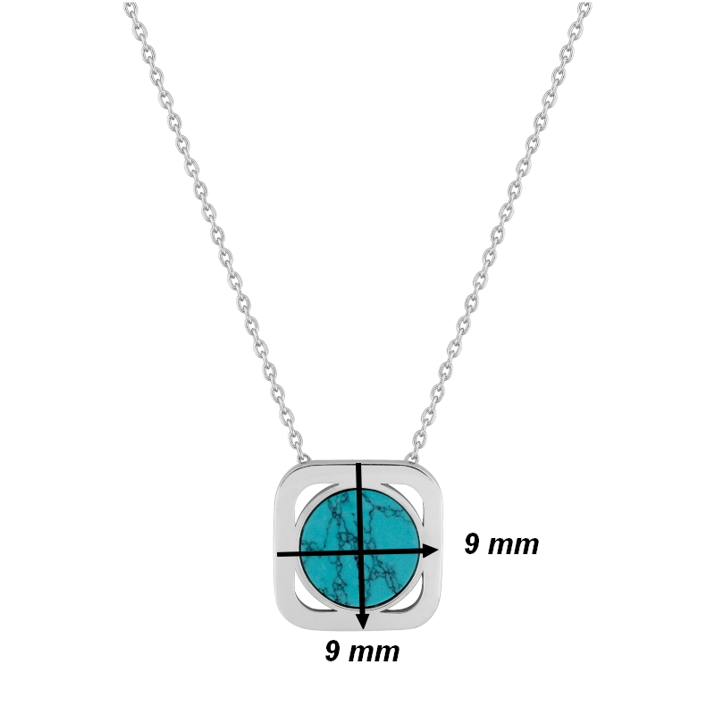Collier Femme Argent 925/1000 et Turquoise MURAT, dimensions