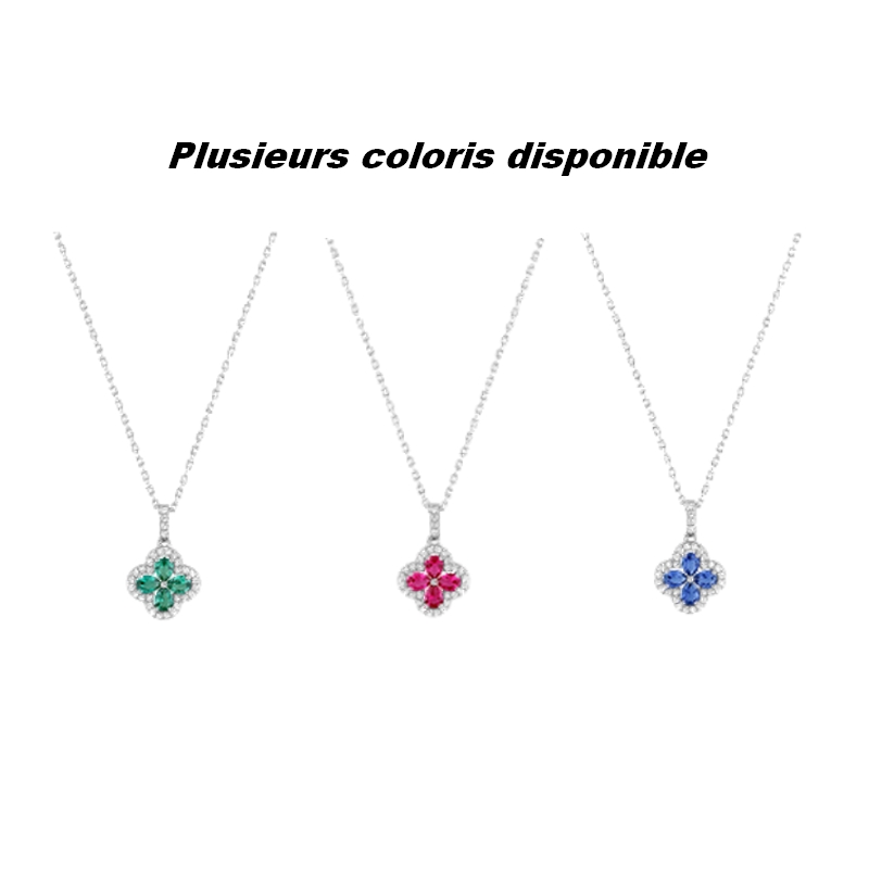 Collier Femme Argent 925/1000 et Oxydes de zirconium blancs et bleus CHRISTIAN BERNARD, couleurs
