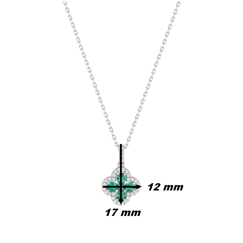 Collier Femme Argent 925/1000 et Oxydes de zirconium blancs et verts CHRISTIAN BERNARD, dimensions