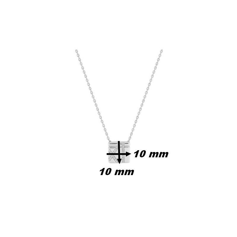 Collier Femme Argent 925/1000 et Oxydes de zirconium carré MURAT, dimensions