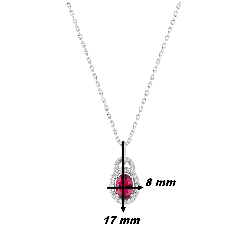 Collier Femme Argent 925/1000 et Oxydes de zirconium rouge et blancs CHRISTIAN BERNARD, dimensions