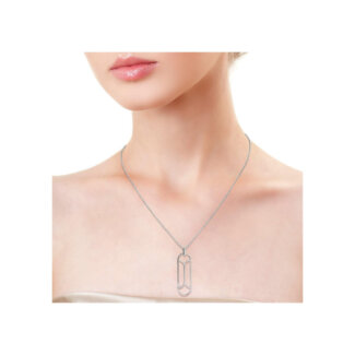 Collier Femme long graphique Argent 925/1000 MURAT porté