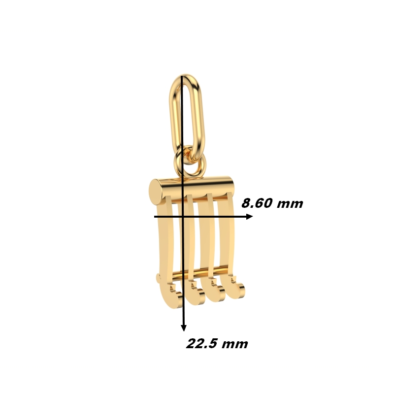 Pendentif Râteau du raseteur Or jaune 750/1000 THOMAS JAVON, dimensions