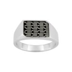 Bague chevalière Homme Argent, laque noire MURAT
