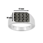 Bague chevalière Homme Argent, laque noire MURAT, dimensions