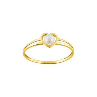 Bague Femme Cœur Or jaune 750/1000 et Perle de culture ROBBEZ MASSON