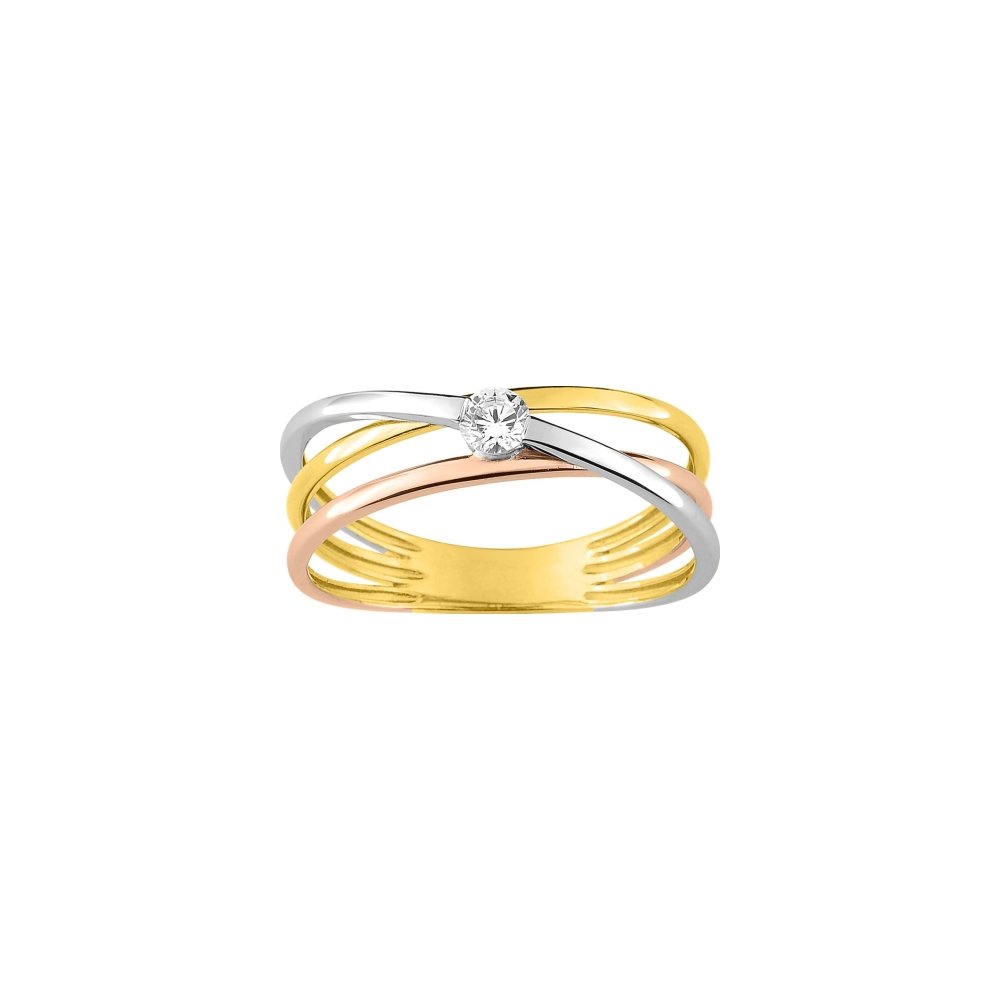 Bague Femme 3 Ors 750/1000 (blanc, jaune, rose) et Oxyde de zirconium ROBBEZ MASSON