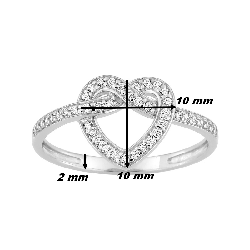 Bague Femme Cœur Or blanc 750/1000 et Oxydes de zirconium ROBBEZ MASSON, dimensions