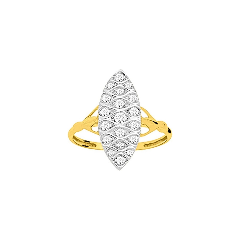 bague-femme-marquise-or-jaune-750-rhodium-oxydes-robbez-masson-1.778.Z3 Bague Femme Marquise, Or jaune 750/1000, Rhodium et Oxydes de zirconium ROBBEZ MASSON