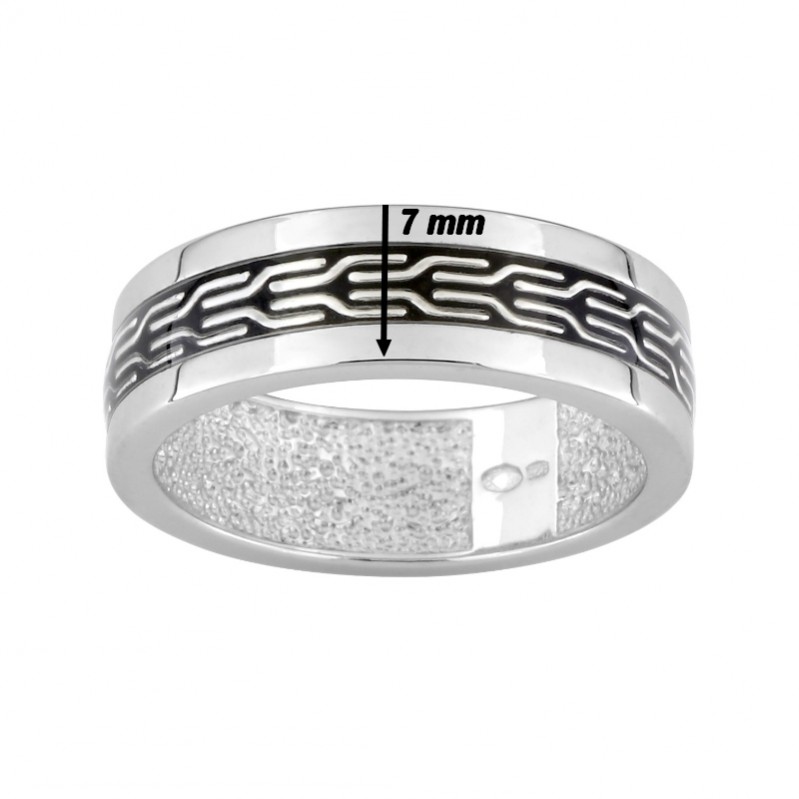 Bague Homme Argent laque noire MIRAT largeur