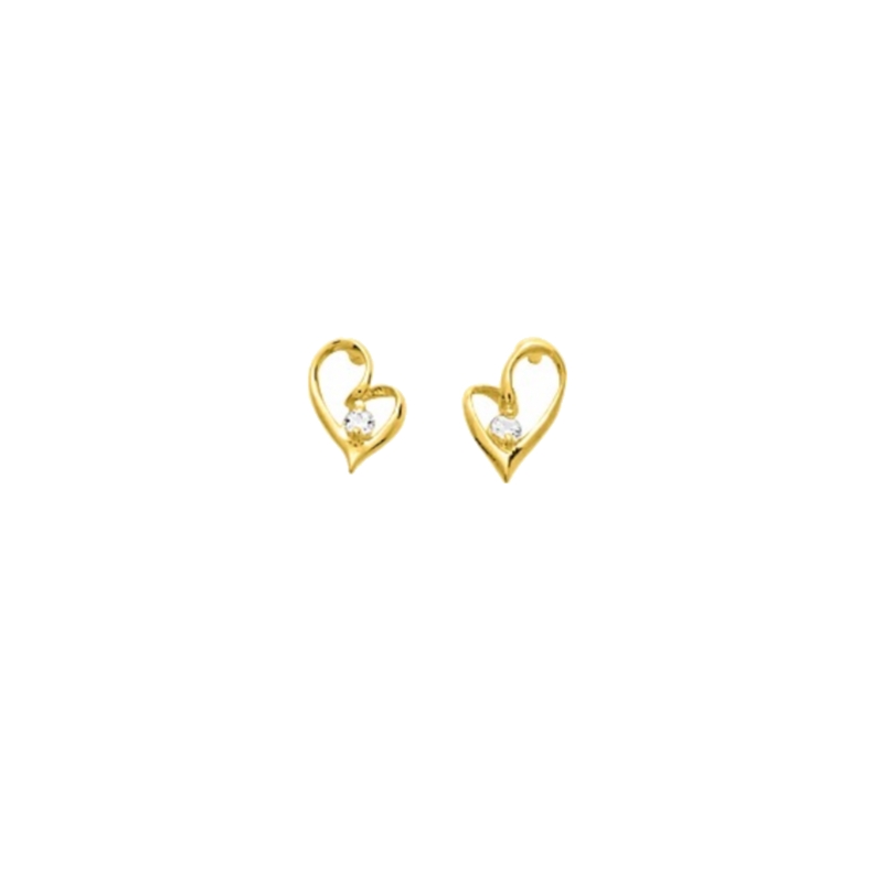Boucles d’oreilles cœur Femme Or jaune 750/1000 et Oxydes de zirconium ROBBEZ MASSON