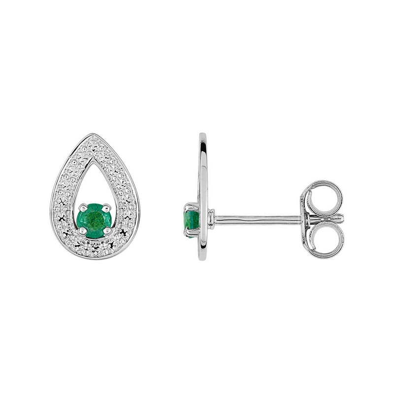 boucles-oreilles-clou-femme-or-blanc-750-emeraudes-robbez-masson-S18-22002 Boucles d’oreilles Femme Or blanc 750/1000 et Emeraudes ROBBEZ MASSON