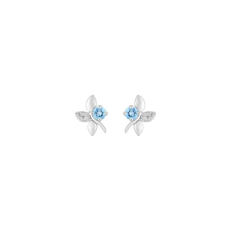 Boucles d’oreilles clous Femme Or blanc750/1000, Topazes et Oxydes de zirconium ROBBEZ MASSON