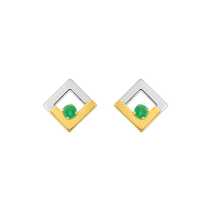 Boucles d’oreilles Femme Or jaune 750/1000, Rhodium et Emeraudes ROBBEZ MASSON