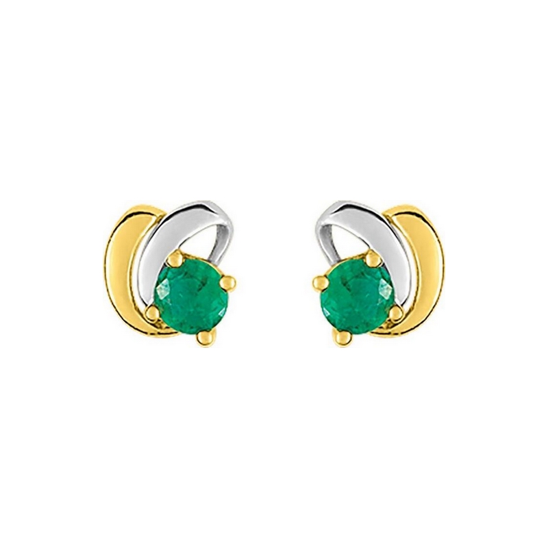 Boucles d’oreilles Femme Or jaune 750/1000, Rhodium et Emeraudes ROBBEZ MASSON