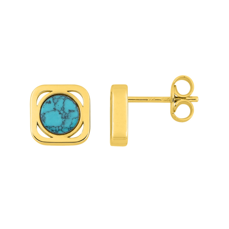 boucles-oreilles-clou-femme-plaque-or-turquoise-murat-105004 Boucles d'oreilles clou Femme Plaqué Or Turquoise MURAT