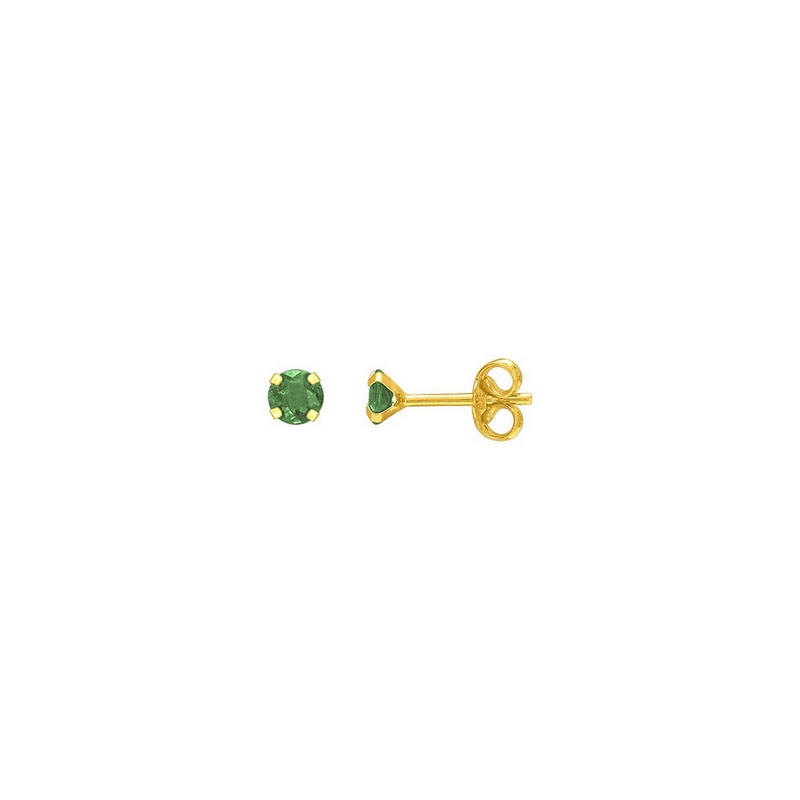 Boucles d’oreilles clou 2 mm Femme Or jaune 750/1000 et Emeraude ROBBEZ MASSON
