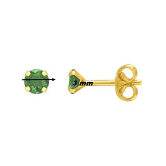 Boucles d’oreilles clou 3 mm Femme Or jaune 750/1000 et Emeraude ROBBEZ MASSON, diamètre