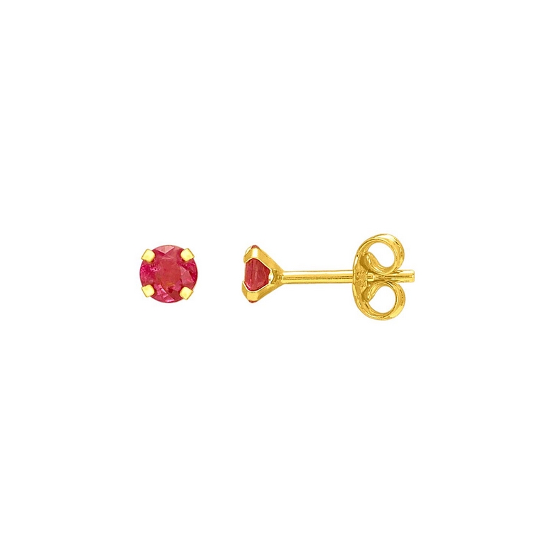 Boucles d’oreilles clous 2.5 mm Femme Or jaune 750/1000 et Rubis ROBBEZ MASSON