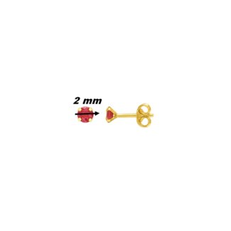 Boucles d’oreilles clous 2 mm Femme Or jaune 750/1000 et Rubis ROBBEZ MASSON, diamètre