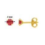 Boucles d’oreilles clous 3 mm Femme Or jaune 750/1000 et Rubis ROBBEZ MASSON, diamètre