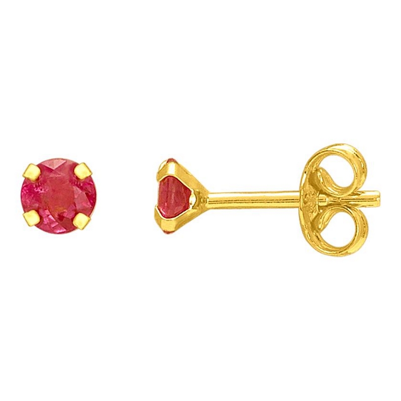 Boucles d’oreilles clous 4 mm Femme Or jaune 750/1000 et Rubis ROBBEZ MASSON