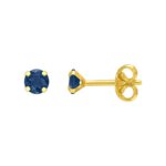 Boucles d’oreilles clous 3 mm Femme Or jaune 750/1000 et Saphir ROBBEZ MASSON